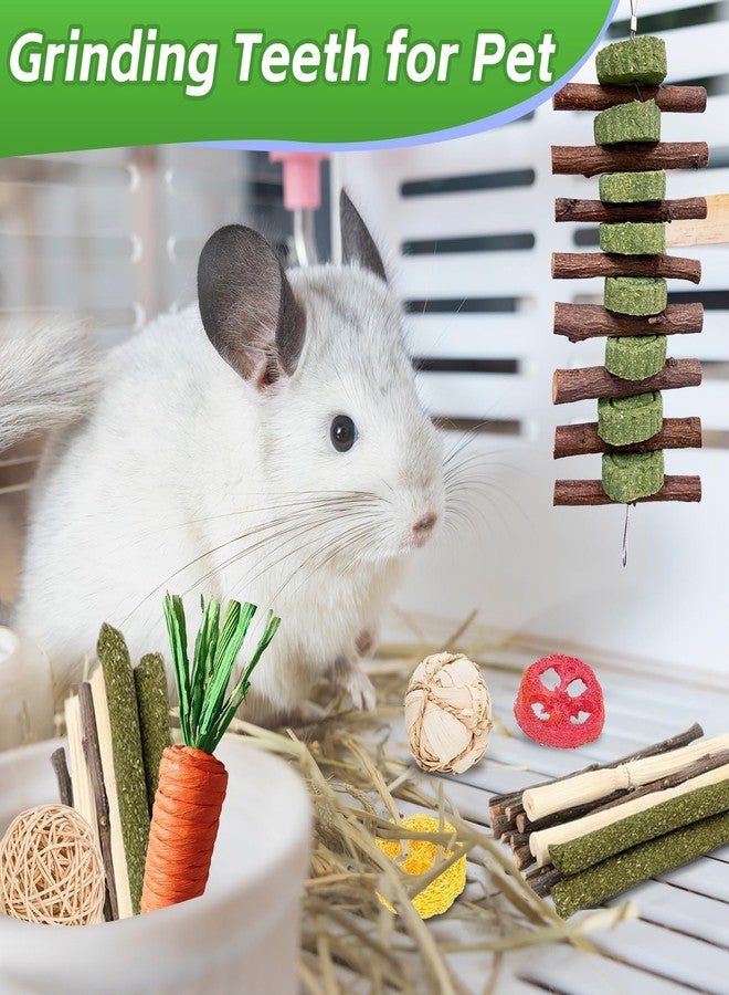 WDEFUN 21-Piece Natural Small Pet Chew Toys Set for Rabbits, Hamsters & Organic Grass Mat, Hay Sticks, Loofah Slices, Wooden Chews & More for Dental Health & Boredom Relief - Image 3